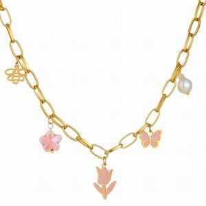 Flowers Necklace – 18K Gold Plated Stainless Steel | Waterproof & Hypoallergenic